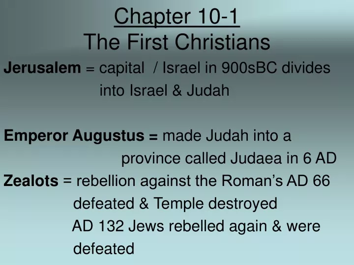 chapter 10 1 the first christians