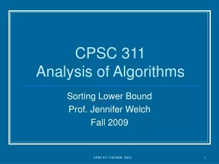 CPSC 311 Analysis of Algorithms