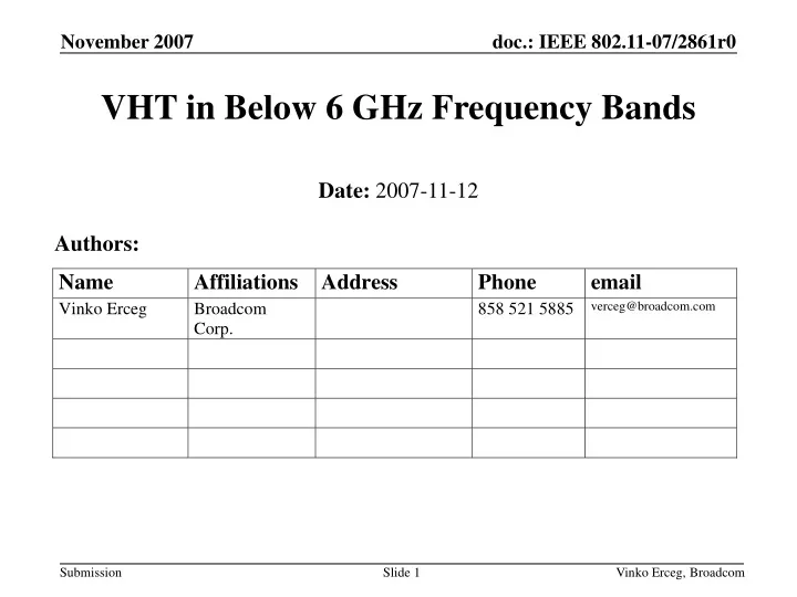 vht in below 6 ghz frequency bands