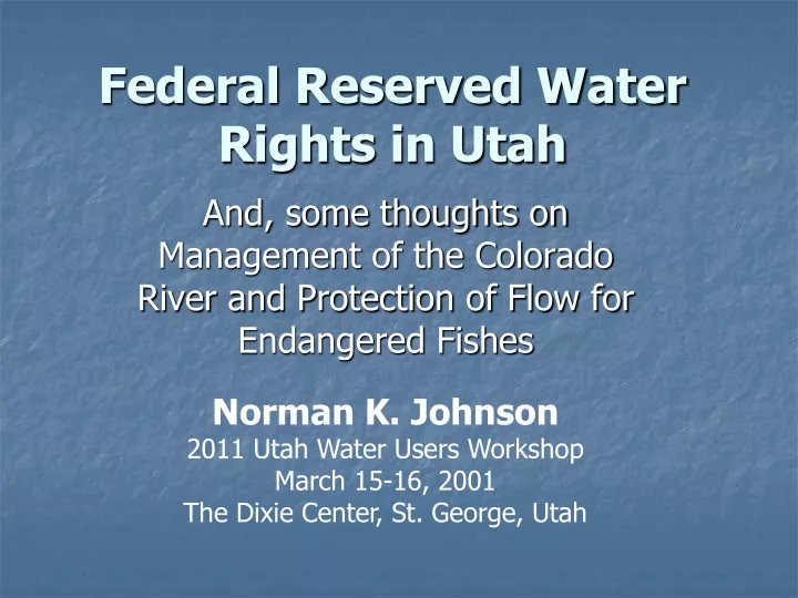 federal reserved water rights in utah