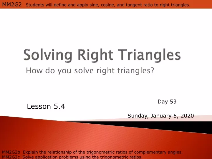 solving right triangles