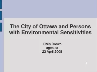 The City of Ottawa and Persons with Environmental Sensitivities