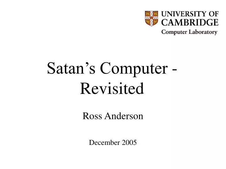 satan s computer revisited