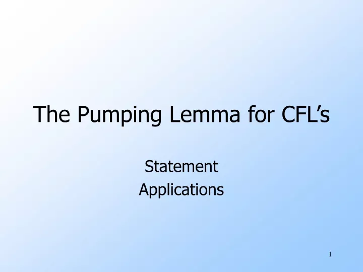 the pumping lemma for cfl s