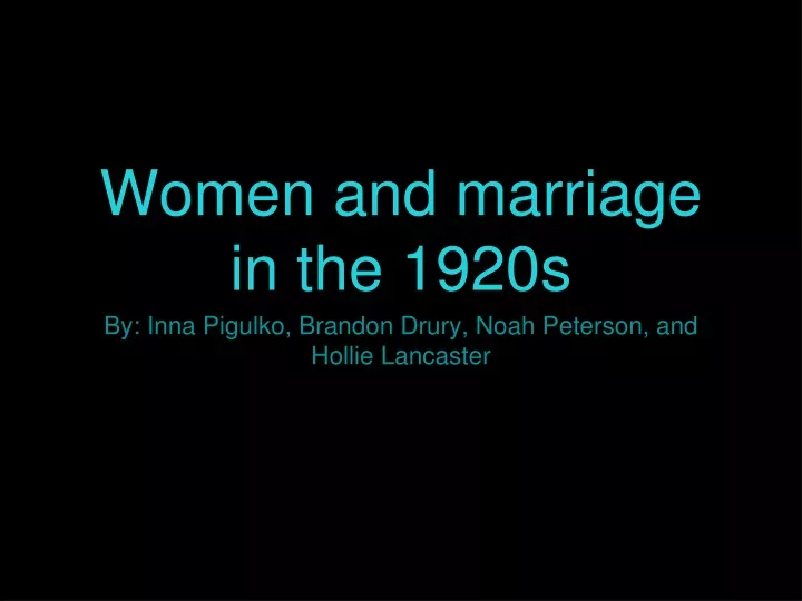 women and marriage in the 1920s