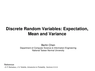 Discrete Random Variables: Expectation, Mean and Variance
