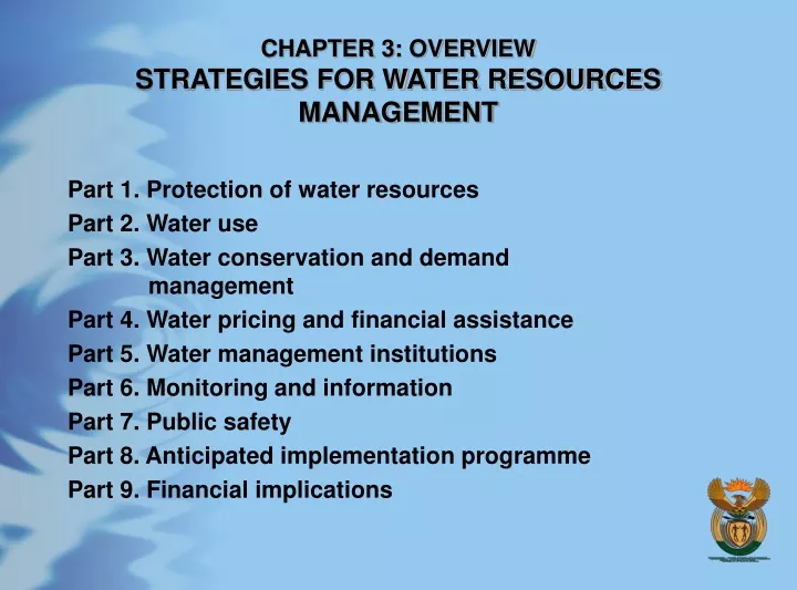 chapter 3 overview strategies for water resources management