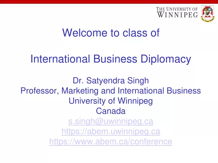 welcome to class of international business