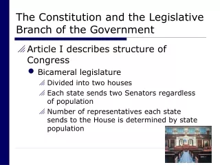 The Constitution and the Legislative Branch of the Government