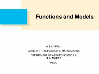 A.S.V. VIMAL  ASSISTANT PROFESSOR IN MATHEMATICS DEPARTMENT OF APPLIED SCIENCE &amp; HUMANITIES MSEC