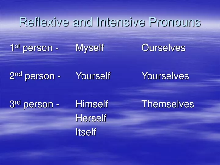 reflexive and intensive pronouns