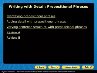 Writing with Detail: Prepositional Phrases