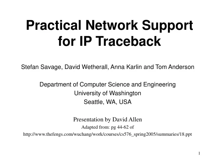 practical network support for ip traceback