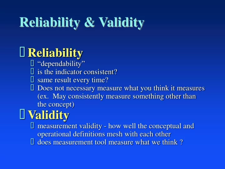 reliability validity