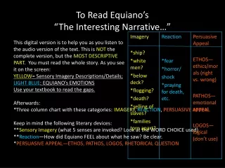 To Read Equiano’s  “The Interesting Narrative…”
