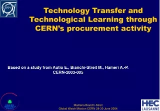 Technology Transfer and Technological Learning through CERN’s procurement activity