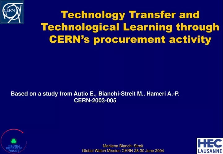 technology transfer and technological learning through cern s procurement activity