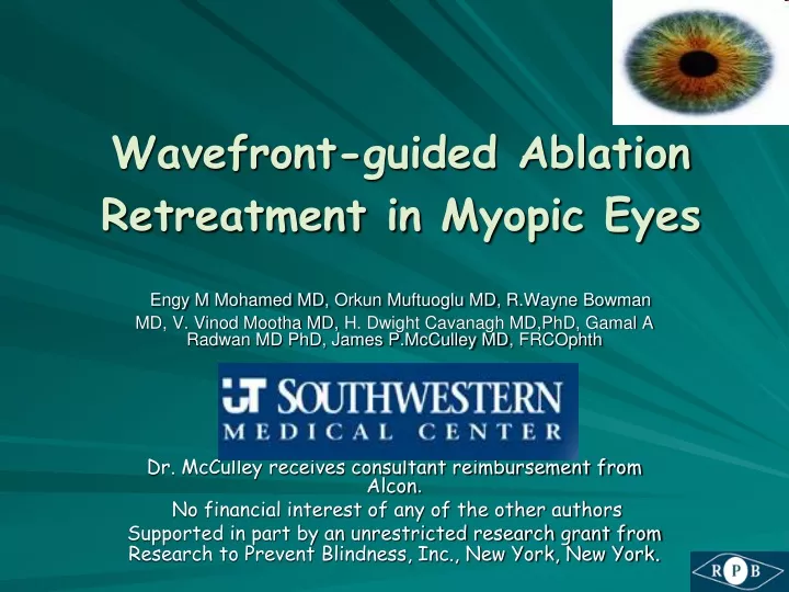 wavefront guided ablation retreatment in myopic eyes