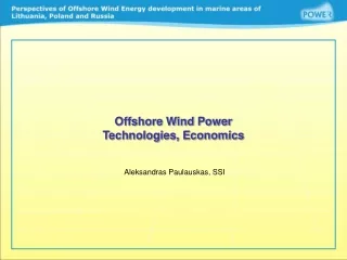 Offshore Wind Power Technologies, Economics