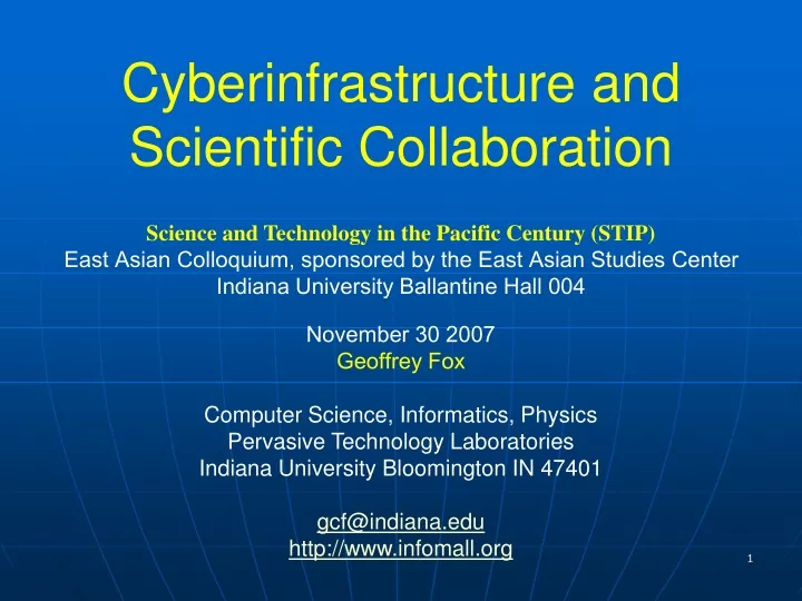 cyberinfrastructure and scientific collaboration