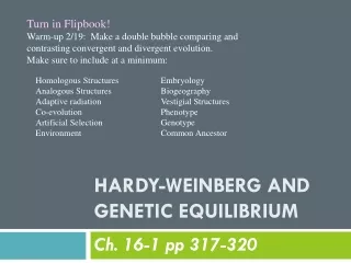 HARDY-WEINBERG and  GENETIC EQUILIBRIUM