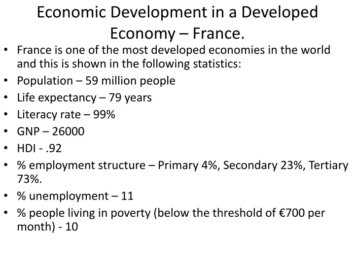 economic development in a developed economy france