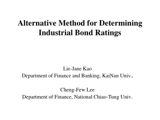 Alternative Method for Determining Industrial Bond Ratings