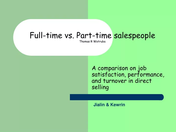 full time vs part time salespeople thomas r wotruba