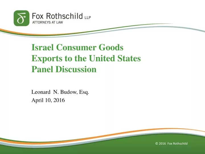 israel consumer goods exports to the united states panel discussion