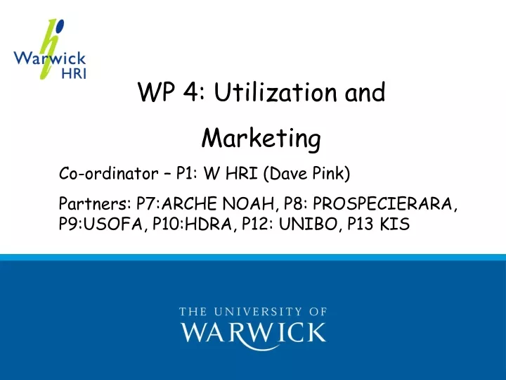 wp 4 utilization and marketing co ordinator