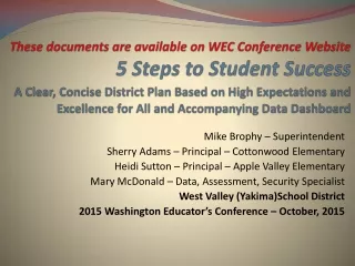 Mike Brophy – Superintendent Sherry Adams – Principal – Cottonwood Elementary