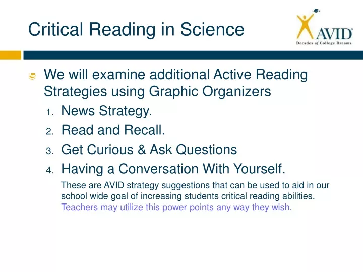 critical reading in science