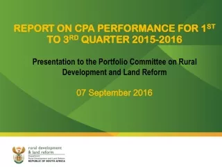 REPORT ON CPA PERFORMANCE FOR 1 ST  TO 3 RD  QUARTER 2015-2016