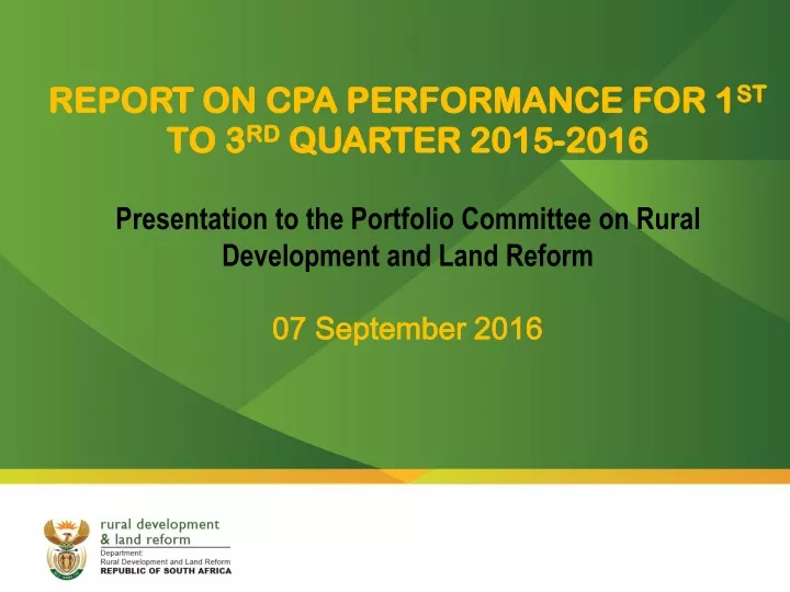 report on cpa performance