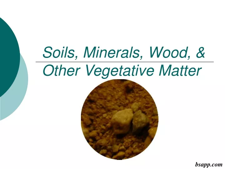 soils minerals wood other vegetative matter