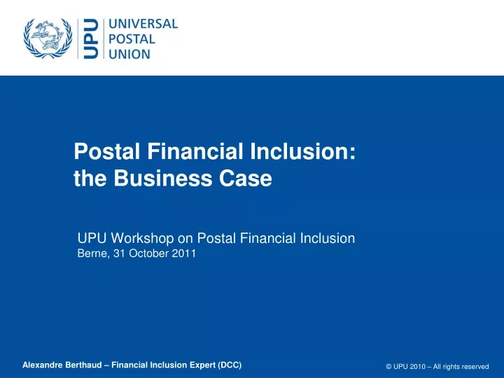 postal financial inclusion the business case