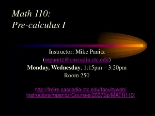 Math 110:   Pre-calculus I