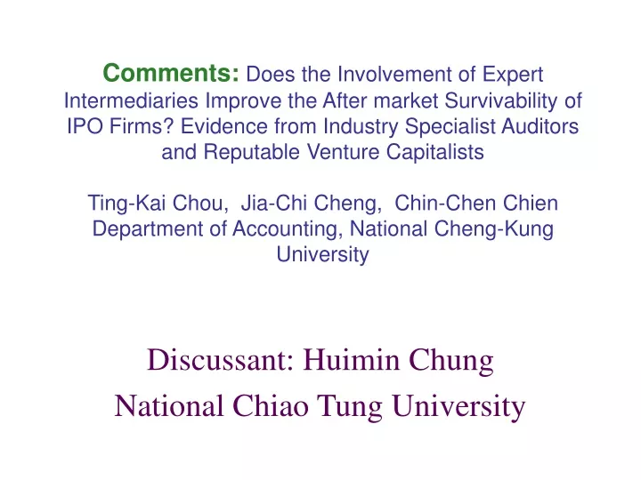discussant huimin chung national chiao tung university