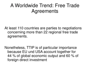A Worldwide Trend: Free Trade Agreements