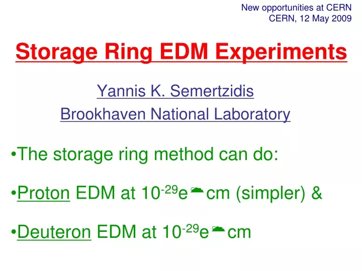 storage ring edm experiments