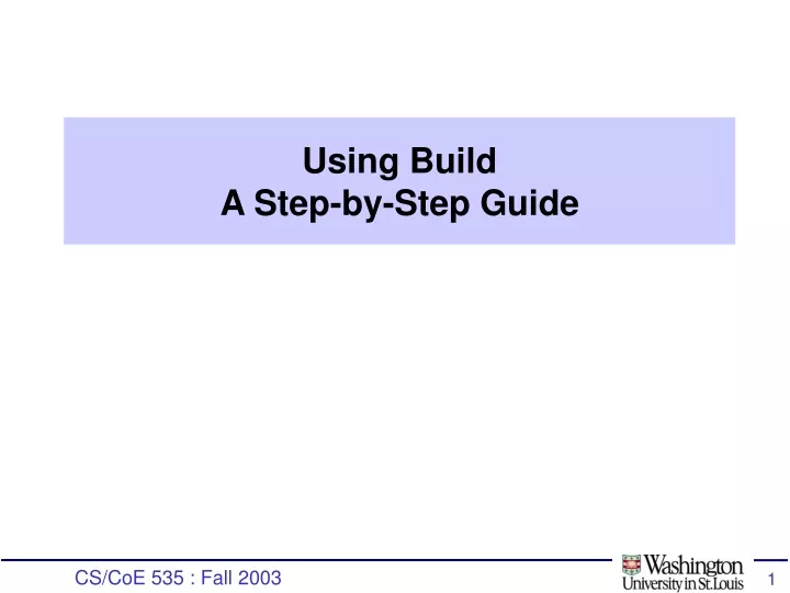 using build a step by step guide