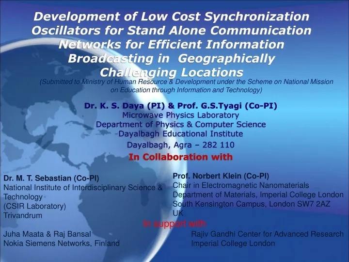 development of low cost synchronization