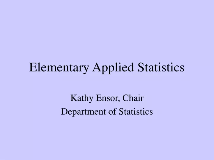 elementary applied statistics