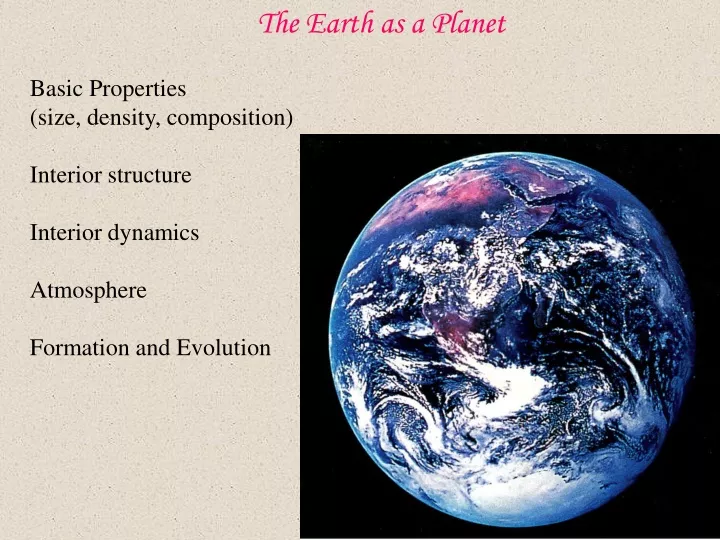 the earth as a planet