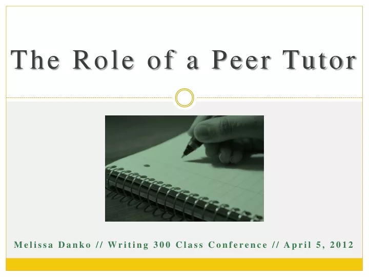 the role of a peer tutor