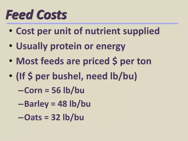 feed costs