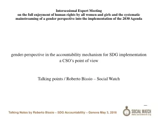 gender-perspective in the accountability mechanism for SDG implementation a CSO’s point of view