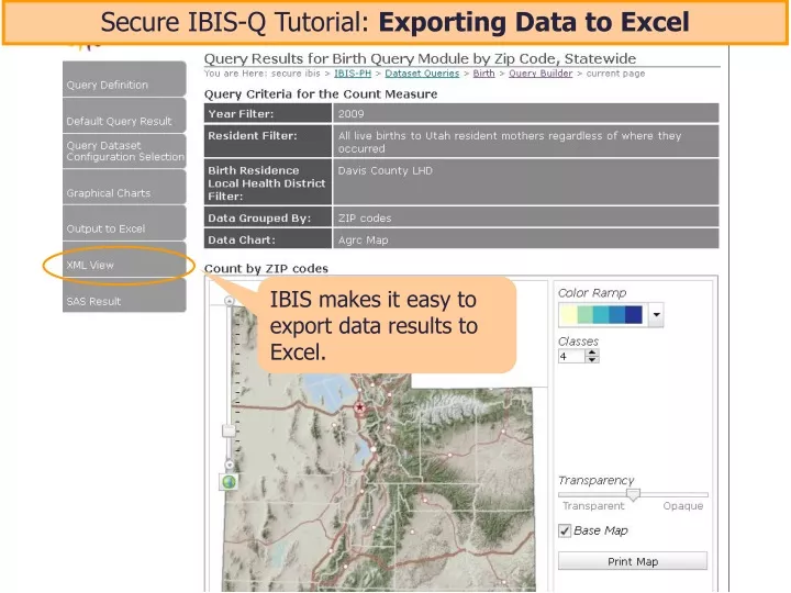 secure ibis q tutorial exporting data to excel