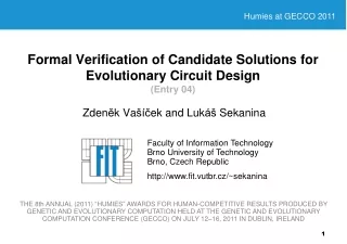 Formal Verification of Candidate Solutions for Evolutionary Circuit Design (Entry 04)