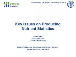 Key issues on Producing  Nutrient  Statistics